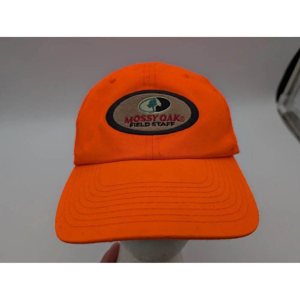 Mossy Oak Field Staff Blaze Orange Hunting Hat Adjustable Camo Brim Baseball Cap